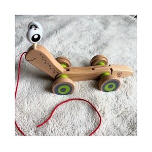 Hape Walk-A-Long Snail Wooden Pull Toy Toddler Walking Toy Natural Wood